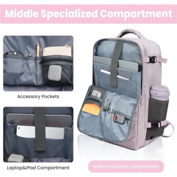 35L Travel Backpack Multi-Pockets Purple main image 4